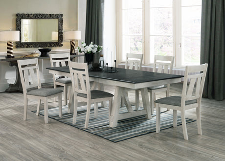 Maribelle Chalk/Gray Extendable Dining Set from Crown Mark - Luna Furniture