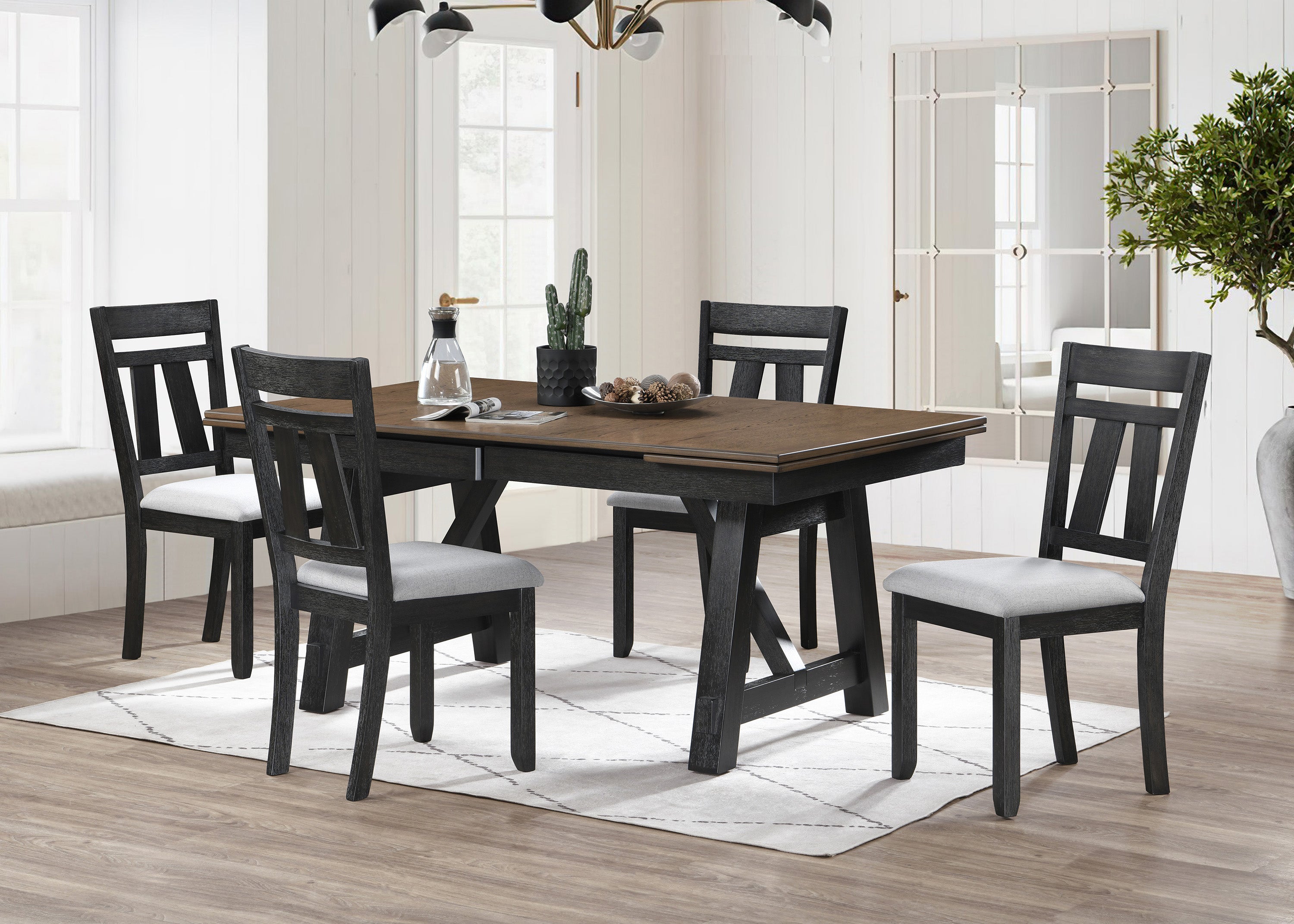 Crown Mark Maribelle Wheat Charcoal Extendable Dining Set – Luna