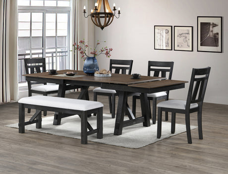 Maribelle Wheat Charcoal Extendable Dining Set from Crown Mark - Luna Furniture