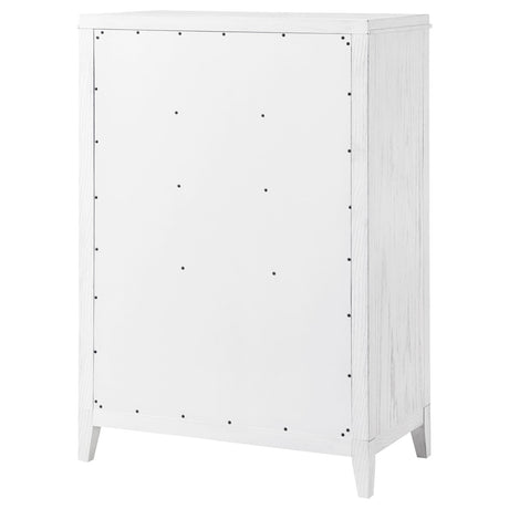 Marielle Distressed White 5-Drawer Bedroom Chest from Coaster - Luna Furniture