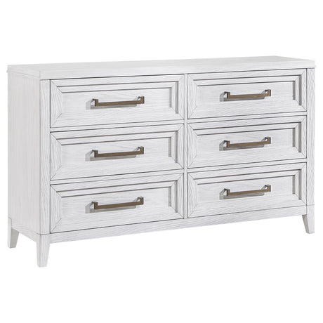 Marielle Distressed White 6-Drawer Bedroom Dresser from Coaster - Luna Furniture