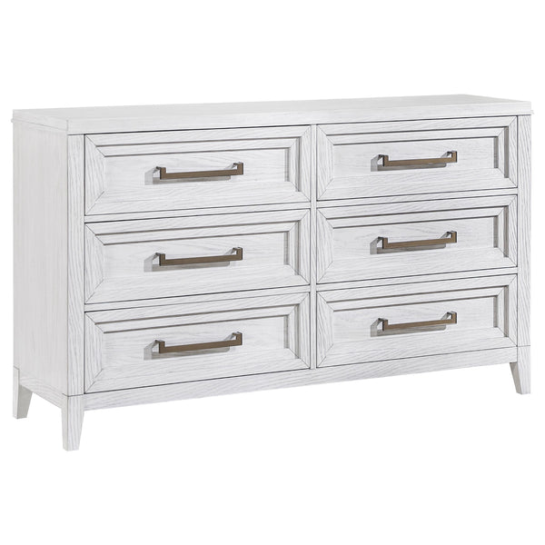 Marielle Distressed White 6-Drawer Bedroom Dresser