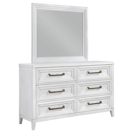 Marielle Distressed White 6-Drawer Dresser with Mirror from Coaster - Luna Furniture