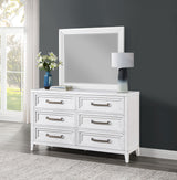 Marielle Distressed White 6-Drawer Dresser with Mirror from Coaster - Luna Furniture