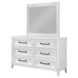 Marielle Distressed White 6-Drawer Dresser with Mirror from Coaster - Luna Furniture