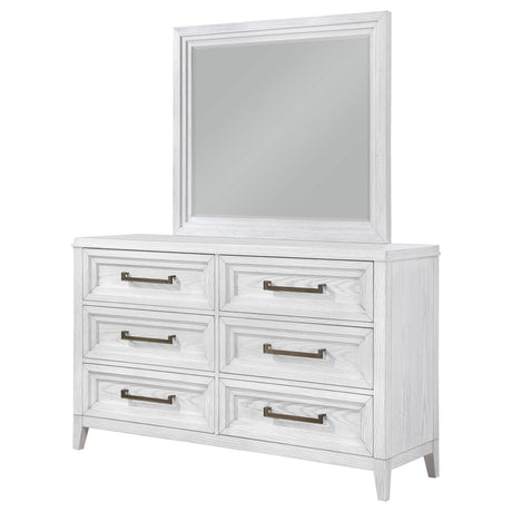 Marielle Distressed White 6-Drawer Dresser with Mirror from Coaster - Luna Furniture
