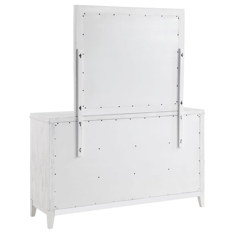 Marielle Distressed White 6-Drawer Dresser with Mirror from Coaster - Luna Furniture