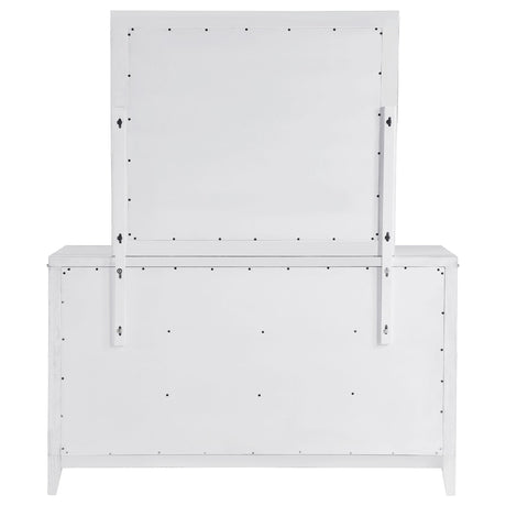 Marielle Distressed White 6-Drawer Dresser with Mirror from Coaster - Luna Furniture