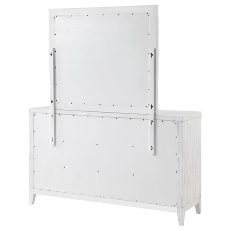Marielle Distressed White 6-Drawer Dresser with Mirror from Coaster - Luna Furniture