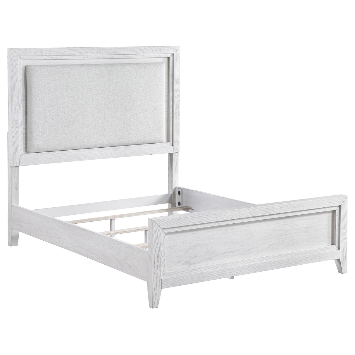 Marielle Distressed White Eastern King LED Panel Bed from Coaster - Luna Furniture