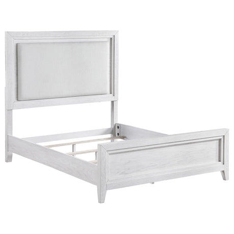 Marielle Distressed White Eastern King LED Panel Bed from Coaster - Luna Furniture