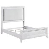 Marielle Distressed White Queen Upholstered LED Panel Bed from Coaster - Luna Furniture