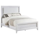 Marielle Distressed White Queen Upholstered LED Panel Bed from Coaster - Luna Furniture