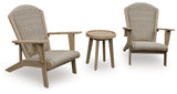 Marina Sun 2 Adirondack Chairs with End table in Beige from Ashley Furniture - Luna Furniture