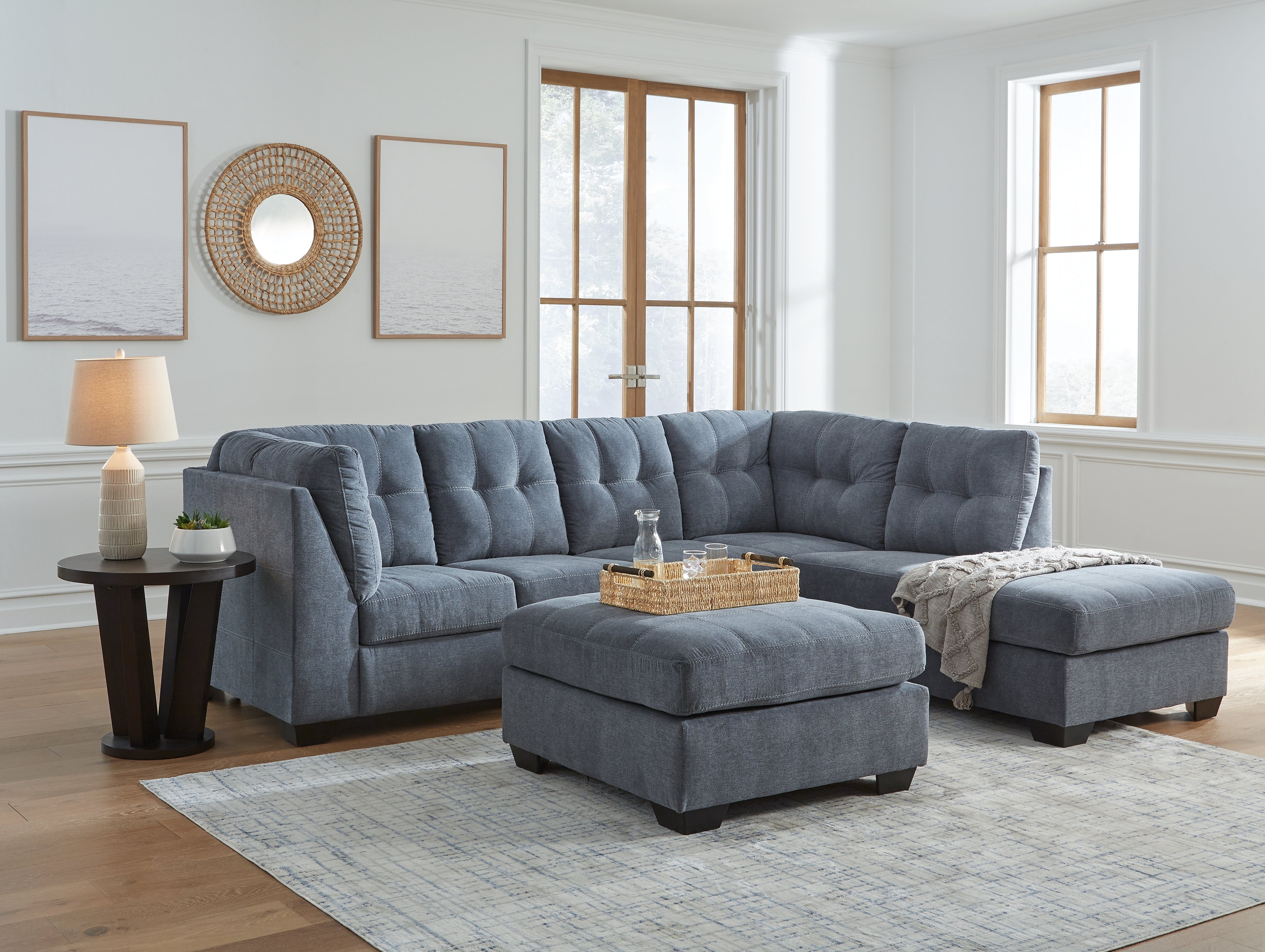 DENIM STOOL W45×D33×H46 Marleton Denim 2-Piece Sectional with Ottoman – Luna Furniture