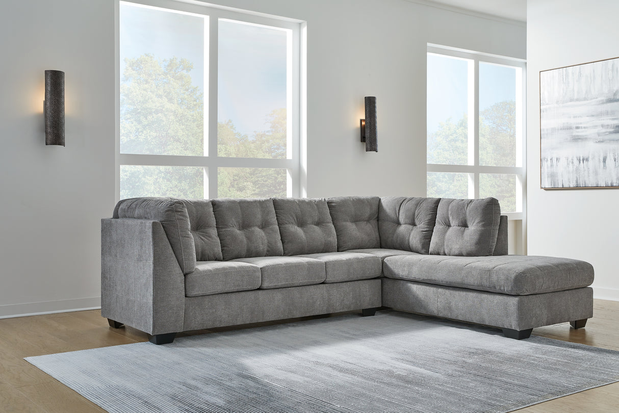 Marleton Gray 2-Piece Sectional with Ottoman from Ashley - Luna Furniture