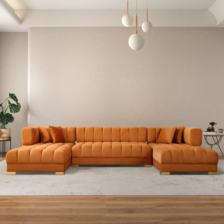Marlow Cognac Velvet U Shape Corner Sofa from Ashcroft Furniture - Luna Furniture
