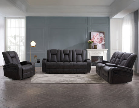 Marlow 3-Piece Charcoal Vegan Leather Manual Reclining Set from Steve Silver - Luna Furniture
