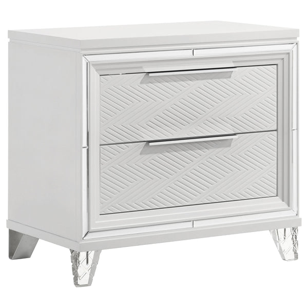 Marmore White 2-Drawer Nightstand