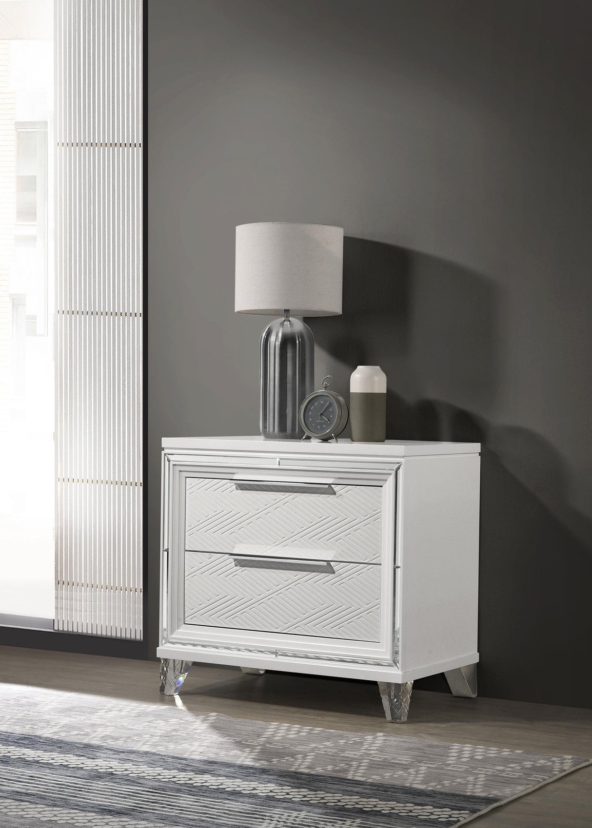 Marmore White 2-Drawer Nightstand from Coaster - Luna Furniture