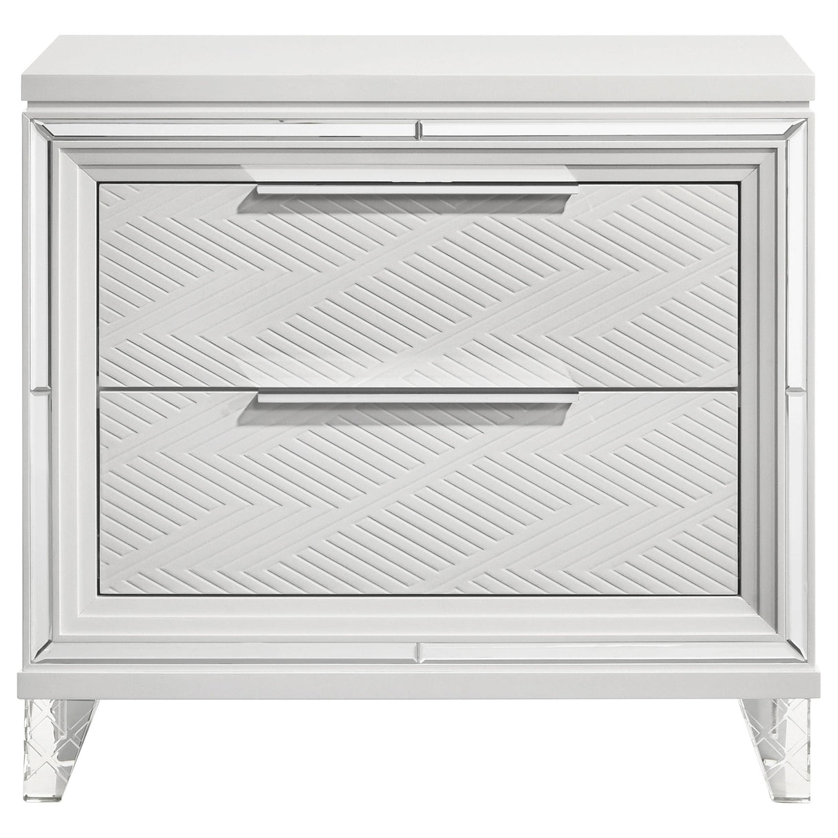 Marmore White 2-Drawer Nightstand from Coaster - Luna Furniture