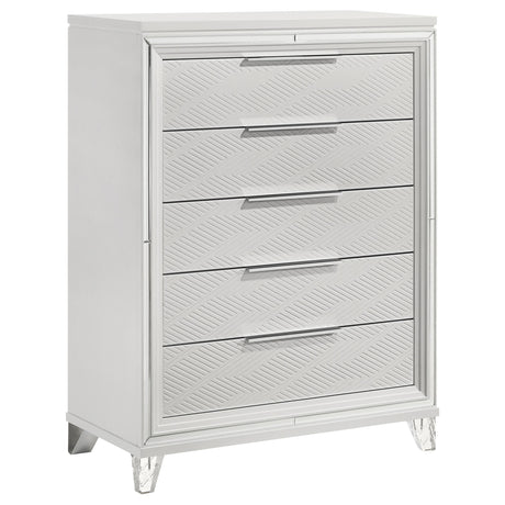 Marmore White 5-Drawer Bedroom Chest from Coaster - Luna Furniture
