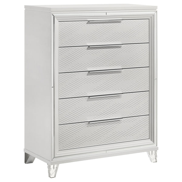 Marmore White 5-Drawer Bedroom Chest