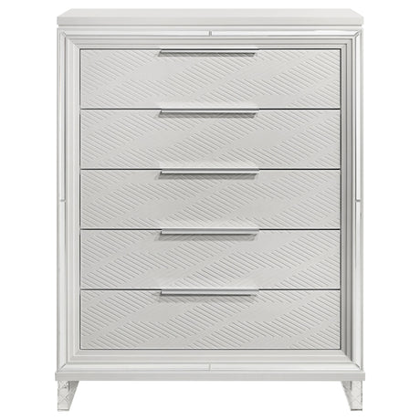Marmore White 5-Drawer Bedroom Chest from Coaster - Luna Furniture