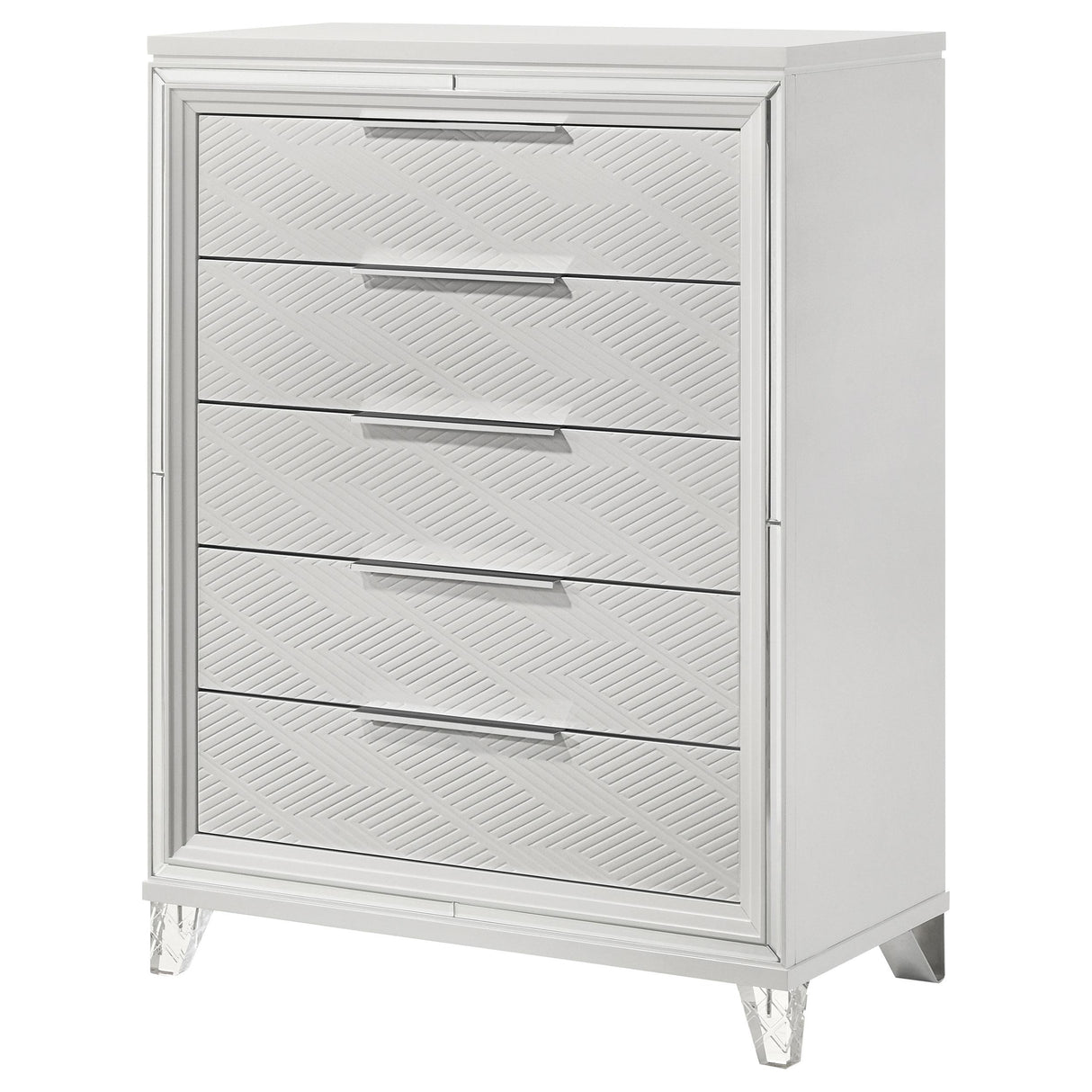 Marmore White 5-Drawer Bedroom Chest from Coaster - Luna Furniture