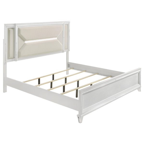 Marmore White 64-inch Eastern King Panel Bed LED Headboard