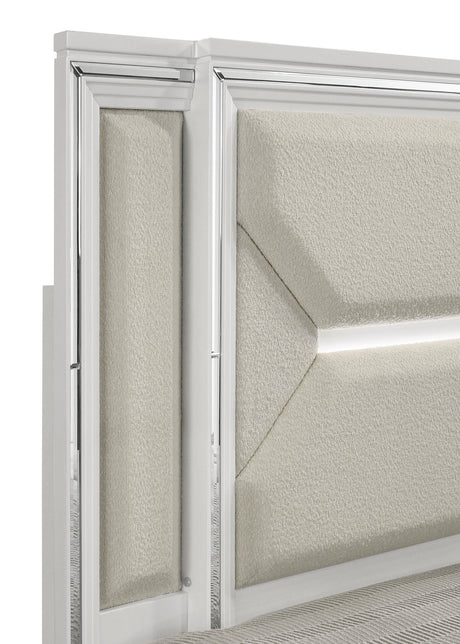 Marmore White 64-inch Eastern King Panel Bed LED Headboard from Coaster - Luna Furniture