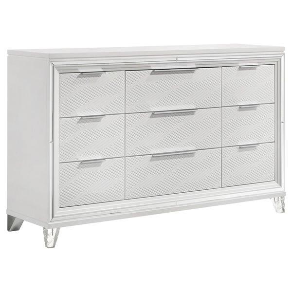 Marmore White 9-Drawer Dresser