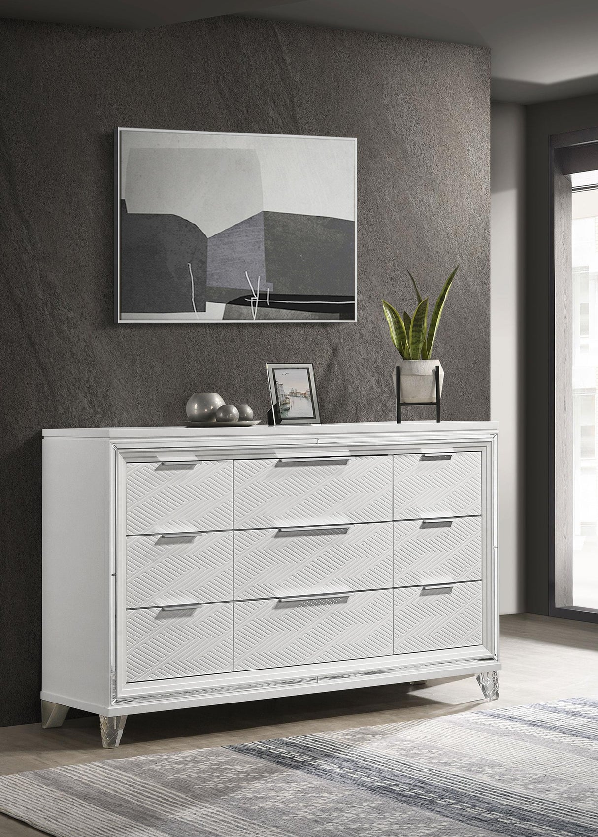 Marmore White 9-Drawer Dresser from Coaster - Luna Furniture