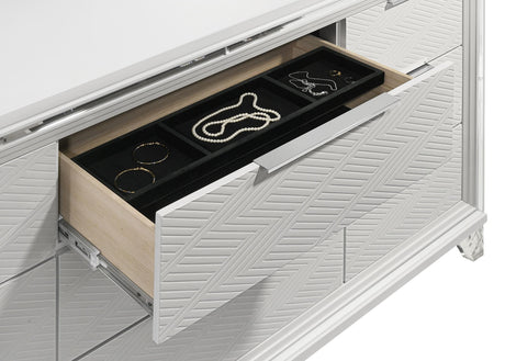 Marmore White 9-Drawer Dresser and LED Mirror from Coaster - Luna Furniture