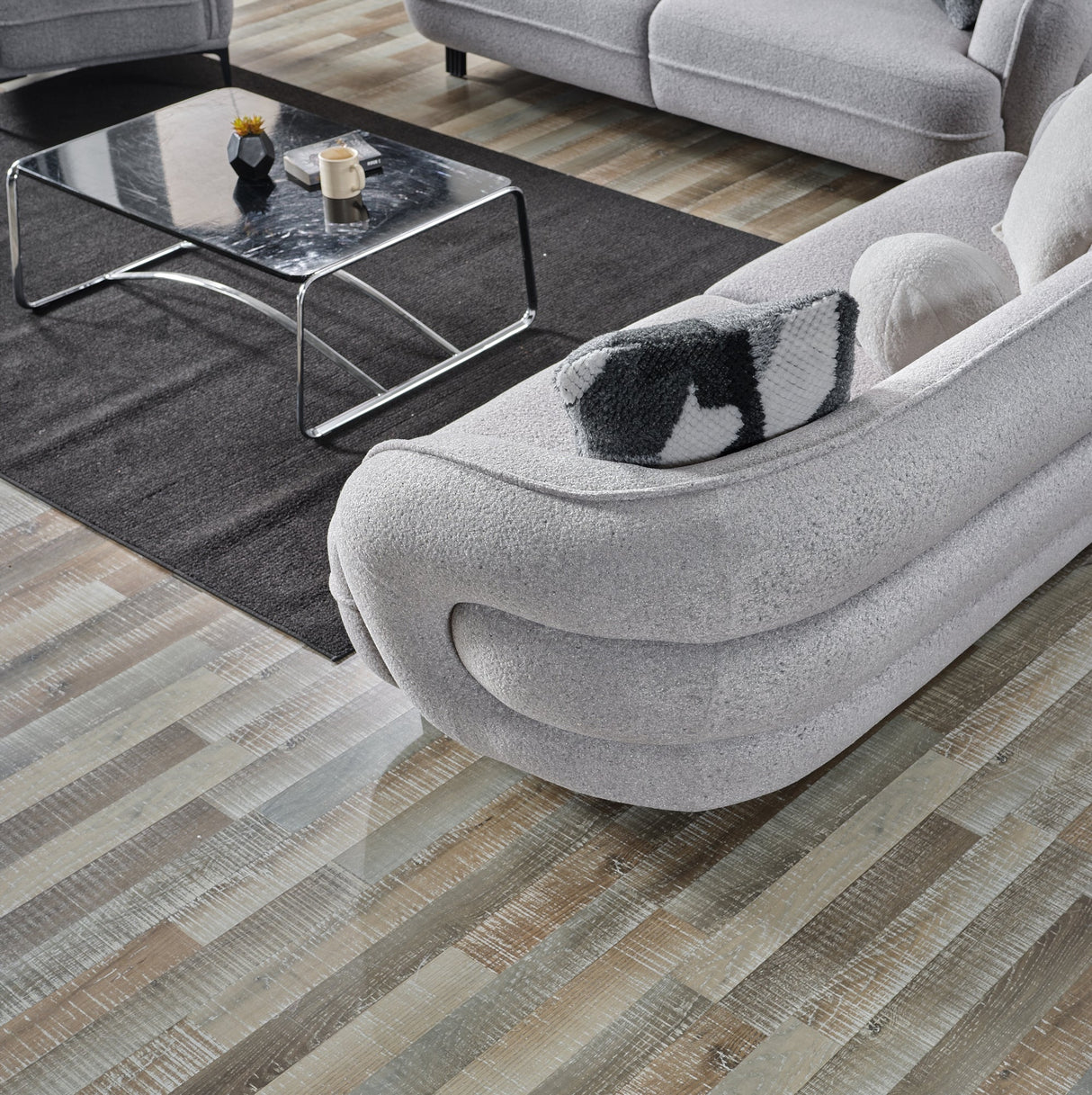 Marsilya Stationary Loveseat in Grey from Furnia - Luna Furniture