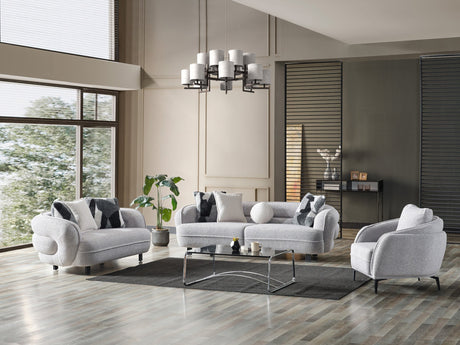 Marsilya 3-pieces (Sofa & Loveseat & Chair) Livingroom Set in Grey from Furnia - Luna Furniture