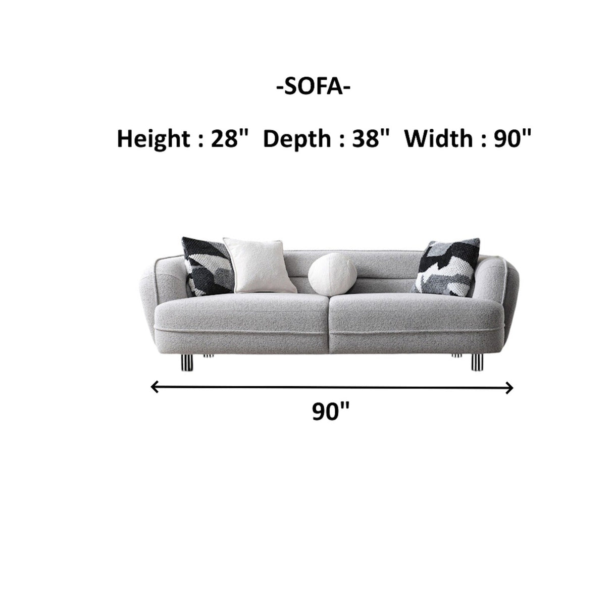 Marsilya 3-pieces (Sofa & Loveseat & Chair) Livingroom Set in Grey from Furnia - Luna Furniture