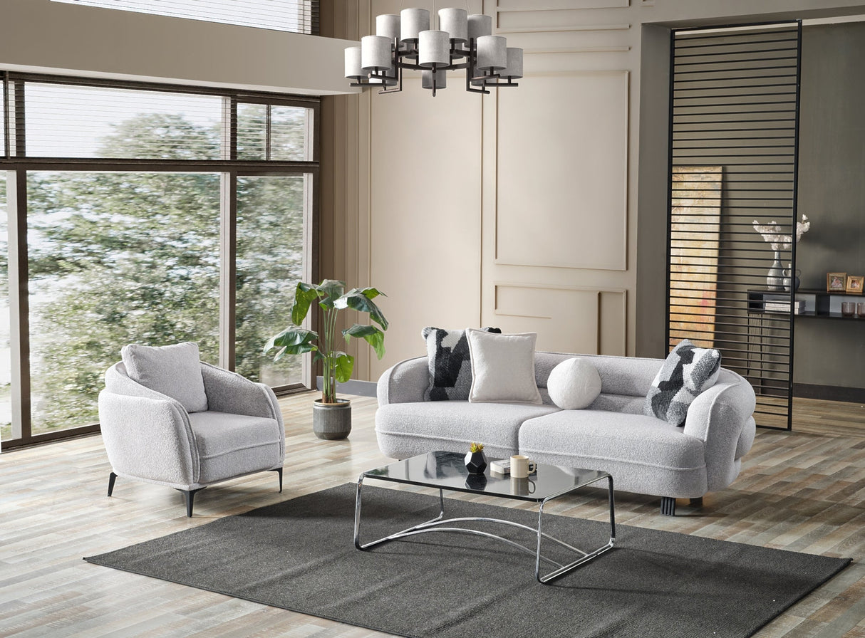 Marsilya Gray 4-Piece Living Room Set (2 Sofa & 2 Chair) from Furnia - Luna Furniture