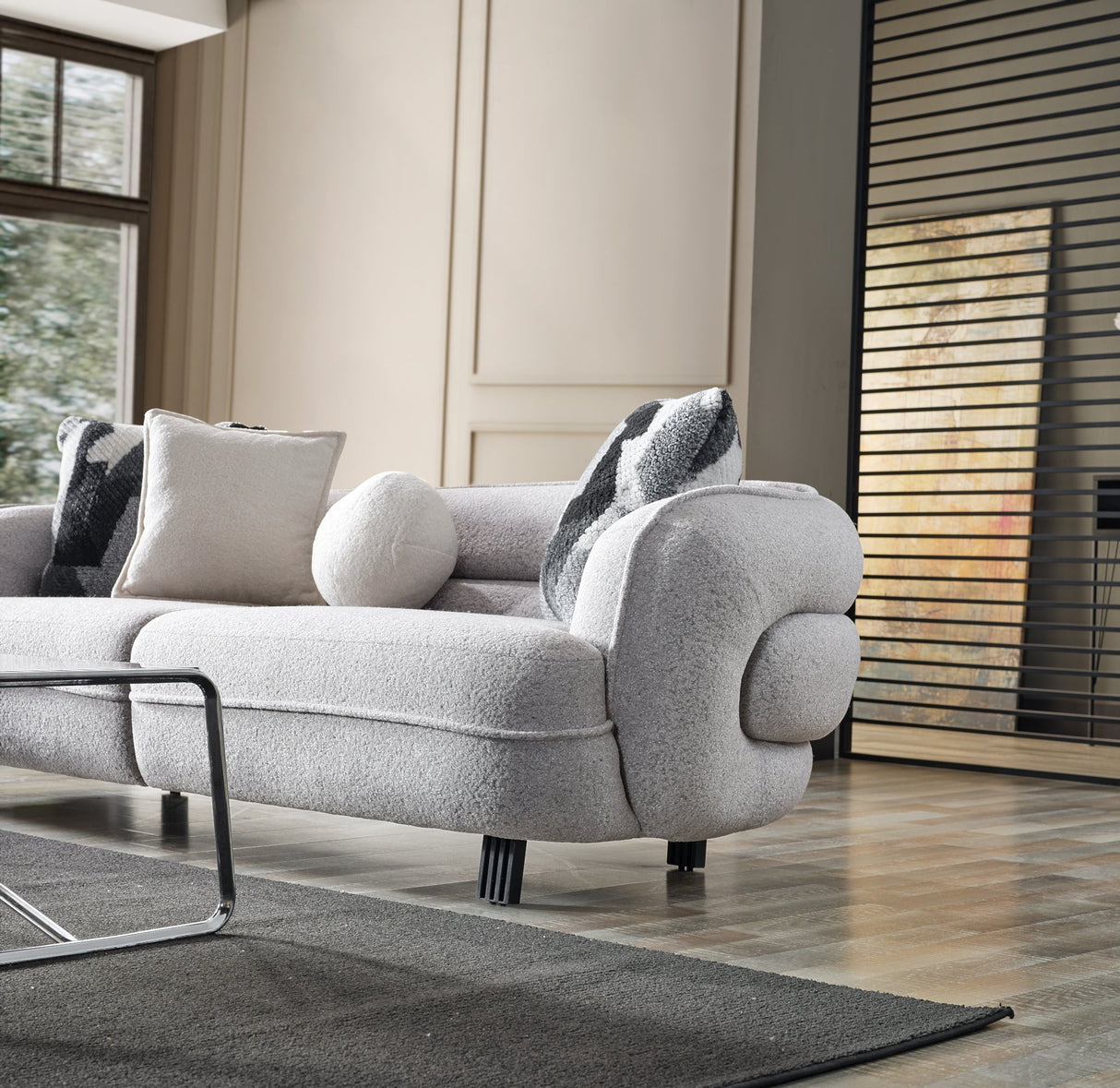Marsilya Stationary Loveseat in Grey from Furnia - Luna Furniture