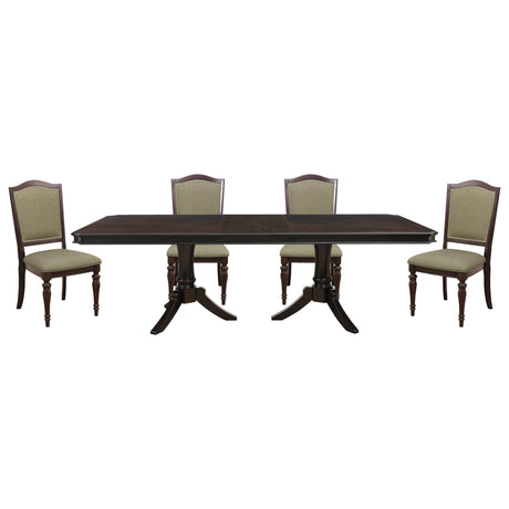 Marston Dark Cherry 5-Piece 96" Extendable Dining Set from Homelegance - Luna Furniture