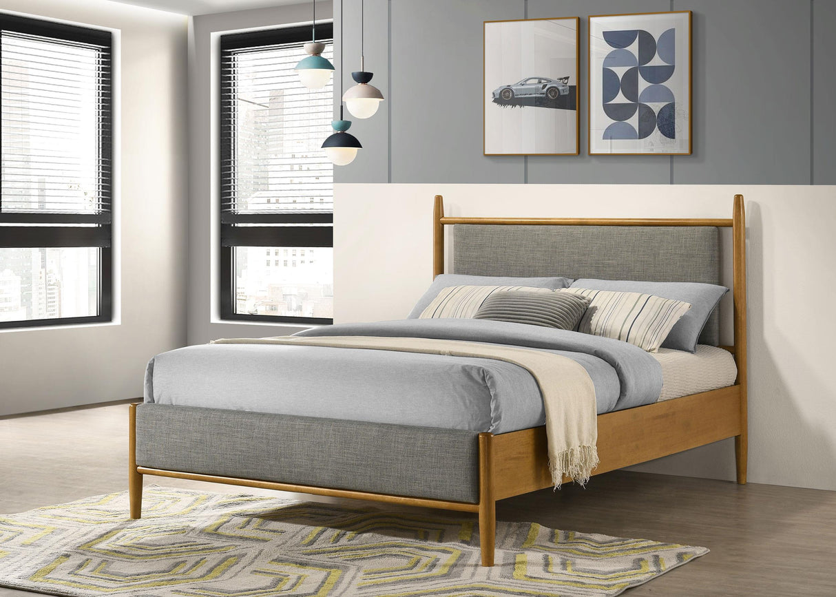 Mason Gray and Light Brown 46-inch Full Panel Platform Bed from Coaster - Luna Furniture