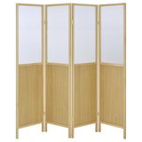 Mattison Natural 4-Panel Room Divider Folding Shoji Screen from Coaster - Luna Furniture