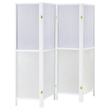 Mattison White 4-Panel Room Divider Folding Shoji Screen from Coaster - Luna Furniture