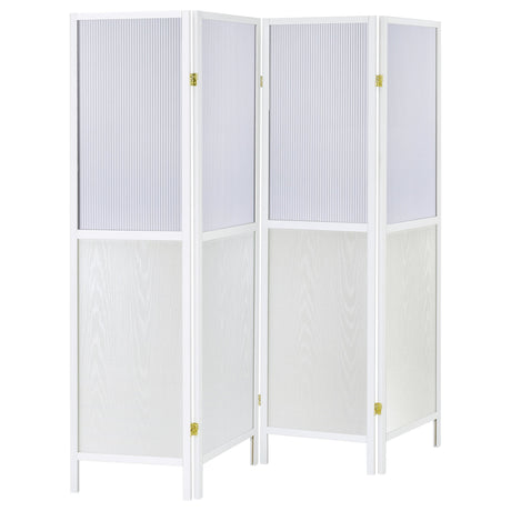 Mattison White 4-Panel Room Divider Folding Shoji Screen from Coaster - Luna Furniture