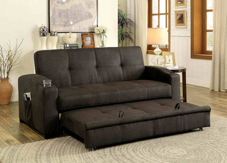 Mavis Dark Brown Futon Sofa from Furniture of America - Luna Furniture
