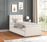 Maya Beige Twin Platform Bed with Trundle from Happy Homes - Luna Furniture