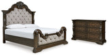 Maylee California King Upholstered Bed with Dresser in Dark Brown from Ashley - Luna Furniture