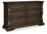 Maylee California King Upholstered Bed with Dresser in Dark Brown from Ashley - Luna Furniture
