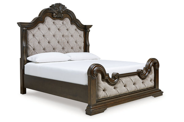 Maylee Dark Brown California King Upholstered Panel Bed