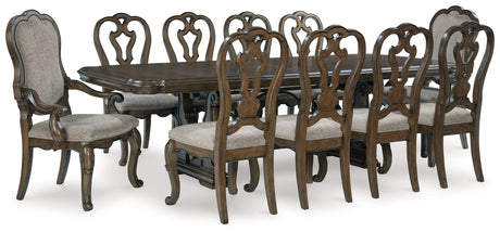 Maylee Dark Brown Dining Table and 10 Chairs from Ashley - Luna Furniture